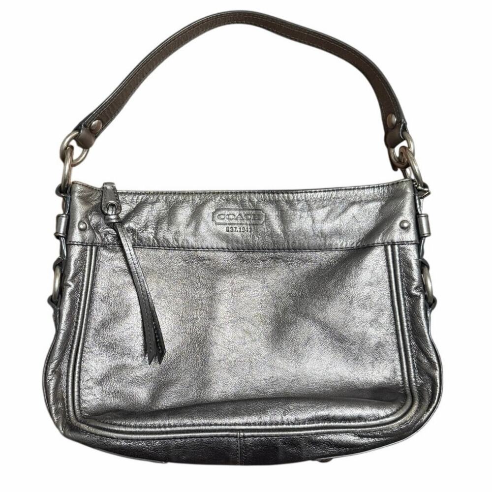 Vintage Y2K Coach Metallic Silver Shoulder Bag